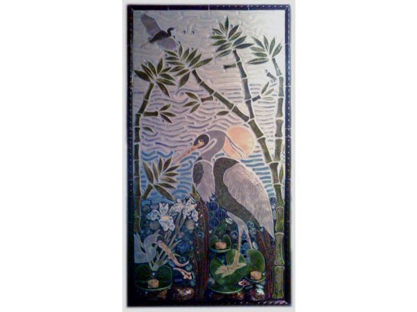 Heron shaped mosaic tile designs